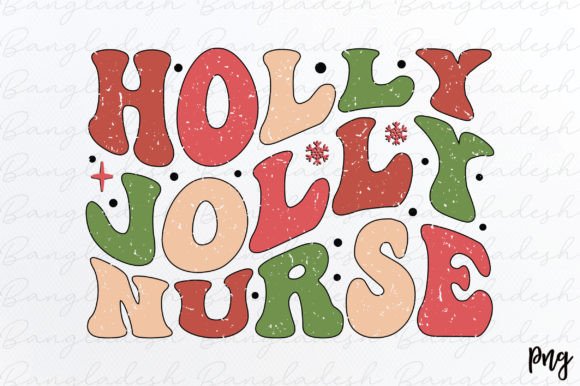 Holly Jolly Nurse Retro Sublimation Graphics