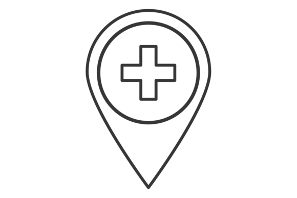 Hospital Geo Pointer. Map Pin. Medical Graphics