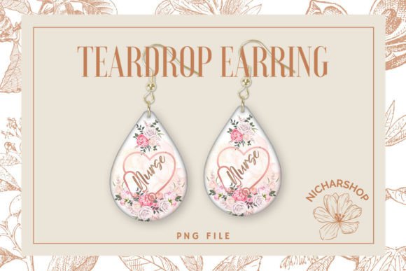 Nurse Flower Stethoscope Heart Teardrop2 Graphics & Crafts