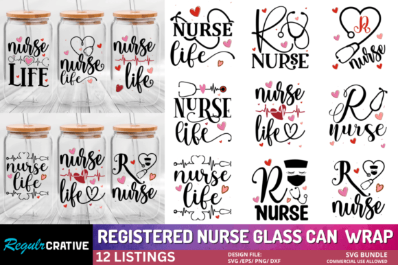 Nurse Glass Can Wrap Bundle: Graphics & Crafts for Content Creation