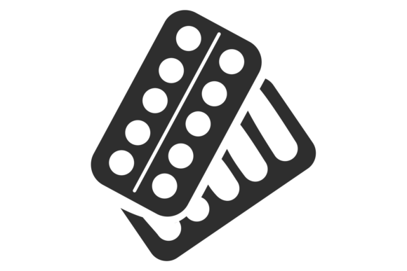 Tablet Blisters Black Icon. Medical Drug Graphics